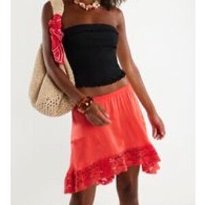 Free People Satin Mini Slip Skirt